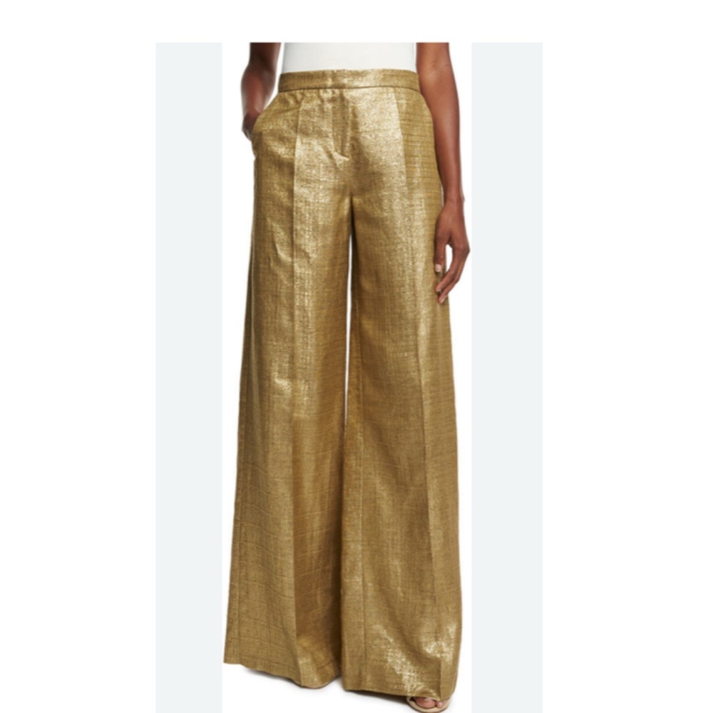 ETRO Gold Metallic Wide leg Trousers